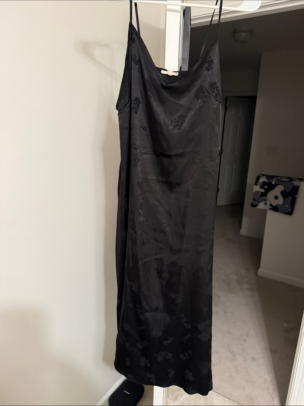 See You Monday Black Jacquard Slip Midi Dress